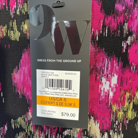 NWT Nine West Womens Print Pink Black Colorful Lined Sheer Blouse Turtleneck Sm - Picture 4 of 12